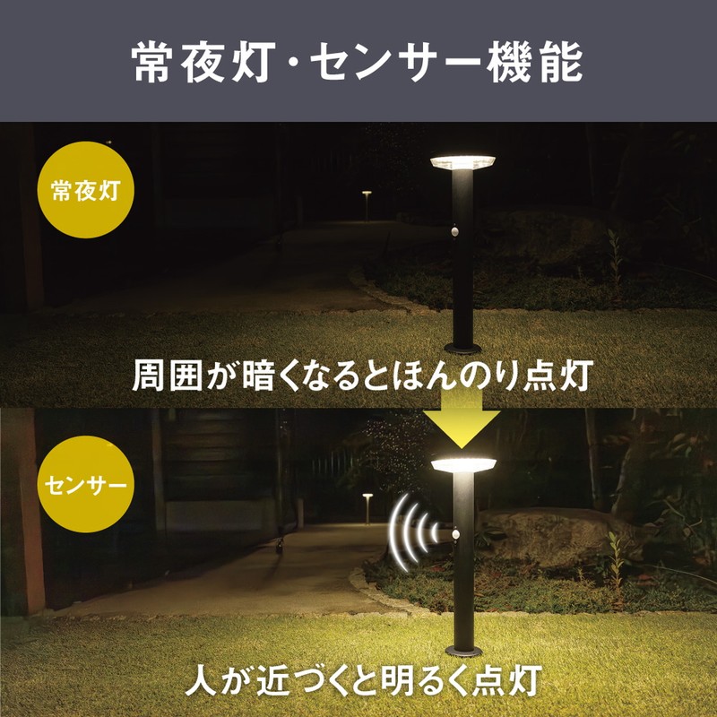 ムサシ 431528 ガーデンソーラーセンサーライト5W丸型 ブラック GL-S110BK 1個(ご注文単位1個)【直送品】