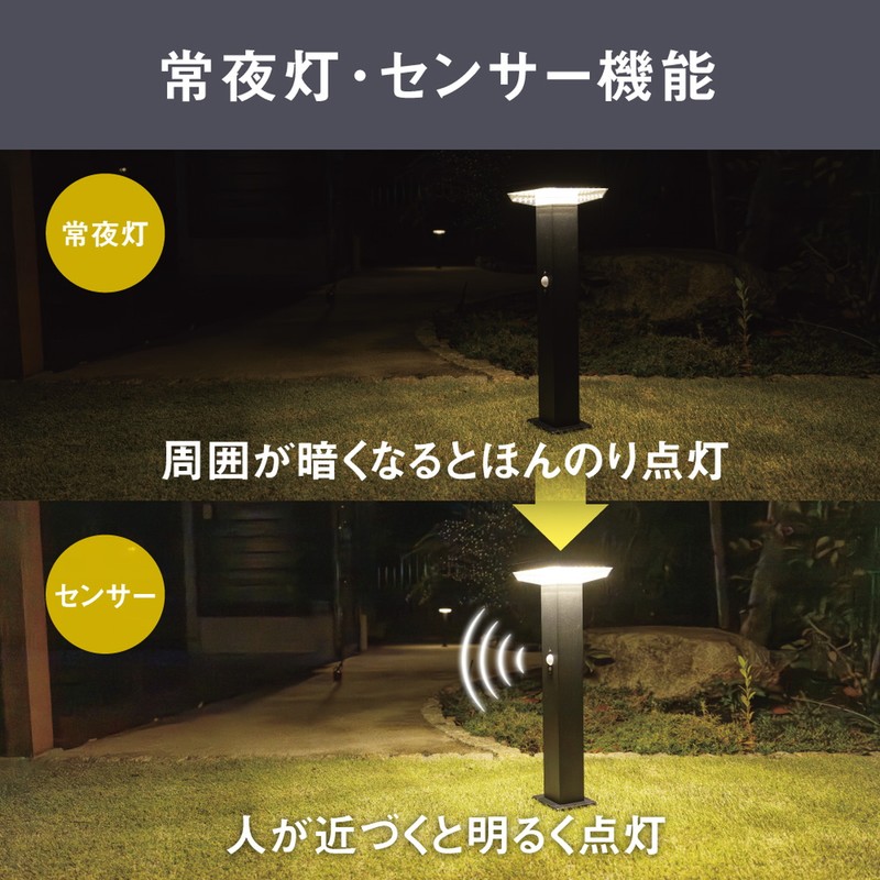 ムサシ 431530 ガーデンソーラーセンサーライト7.5W角型 BK GL-S120BK 1個（ご注文単位1個）【直送品】