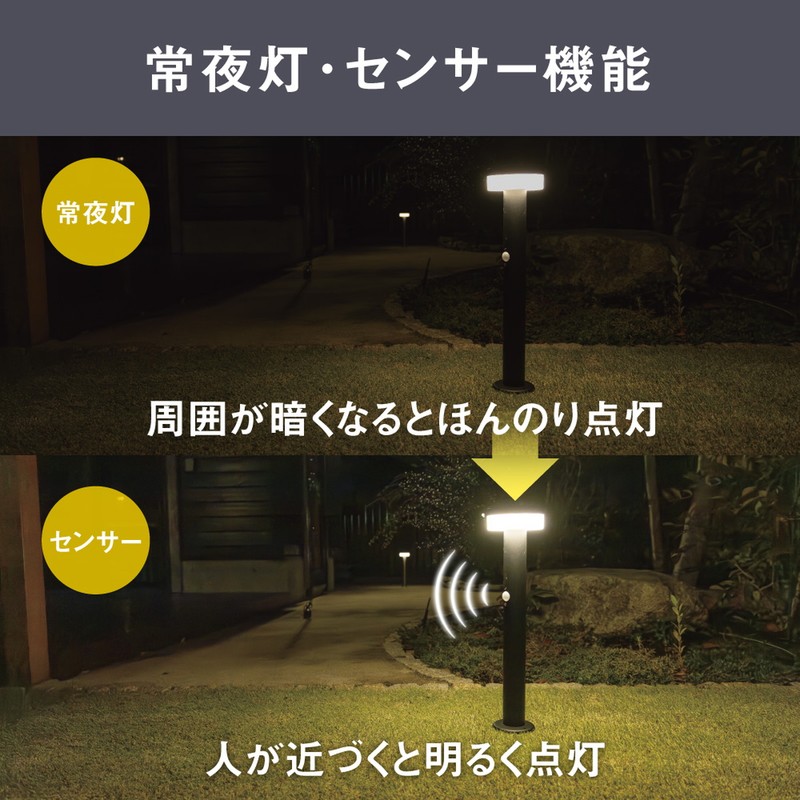 ムサシ 431526 ガーデンソーラーセンサーライト2W丸型 ブラック GL-S100BK 1個(ご注文単位1個)【直送品】