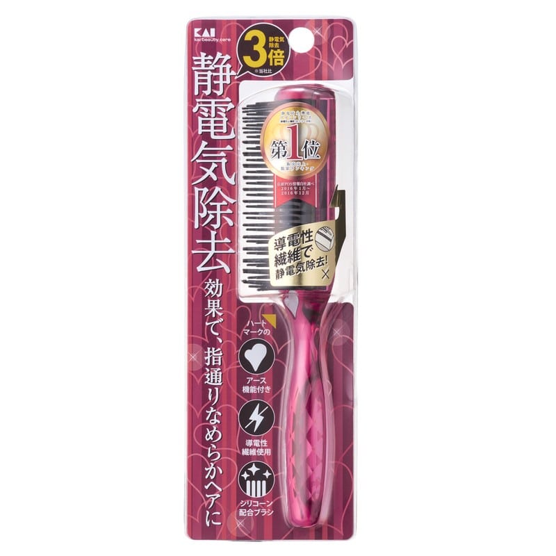 貝印 2040746 静電ブラシL ルビーピンク #000KQ1170 1個（ご注文単位1個）【直送品】