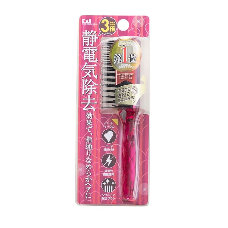 貝印 2040747 静電ブラシS ルビーピンク #000KQ1169 1個（ご注文単位1個）【直送品】