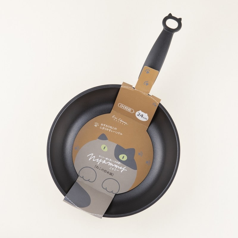 貝印 2040983 Nyammyねこの炒め鍋24cmIHウォームGR #DW5661 1個（ご注文単位1個）【直送品】