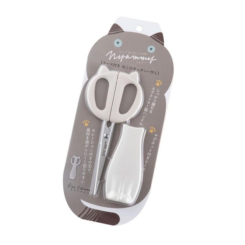 貝印 2040991 ケース付きねこのキッチンハサミウォームGR #DH2739 1個（ご注文単位1個）【直送品】
