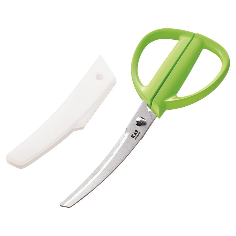 貝印 2041117 KK カーブキッチンバサミキャップ付きグリーン DH8003 1個（ご注文単位1個）【直送品】