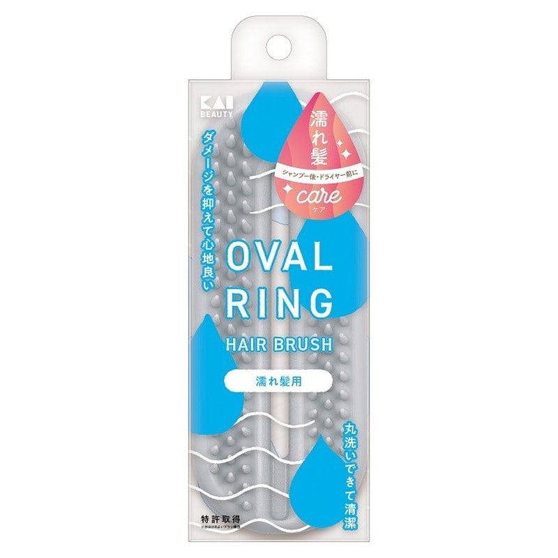 貝印 2041101 オーバルリングヘアブラシ 濡れ髪用グレー KQ3167 1個（ご注文単位1個）【直送品】