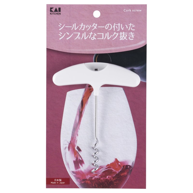 貝印 2041330 KK T型ワインコルク抜きシールカッター付き DH8218 1個(ご注文単位1個)【直送品】