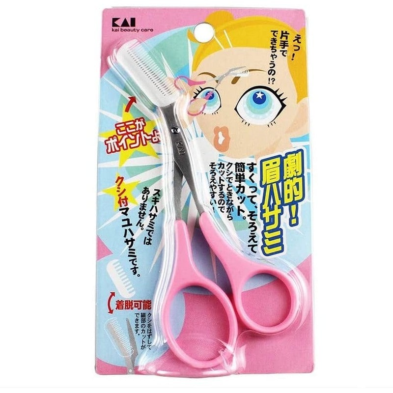 貝印 9994157 クシ付きマユハサミ ピンク #000KQ809 1個（ご注文単位1個）【直送品】