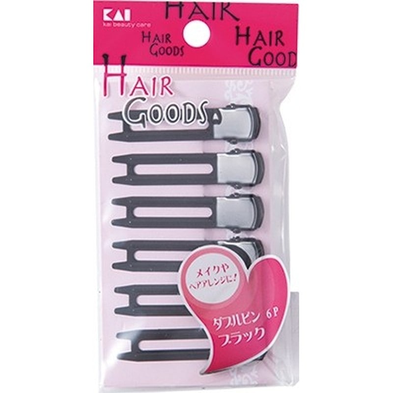 貝印 2040775 HG ダブルピン 6P 黒 #000HA3013 1個(ご注文単位1個)【直送品】