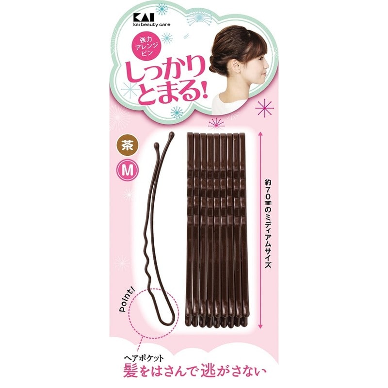 貝印 2041632 強力アレンジピンM茶 KQ3120 1個(ご注文単位1個)【直送品】