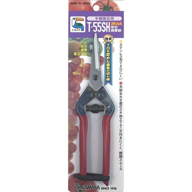 近正 103380 T-55SH ステン芽切・摘果鋏 尖直刃 BP 1個（ご注文単位1個）【直送品】