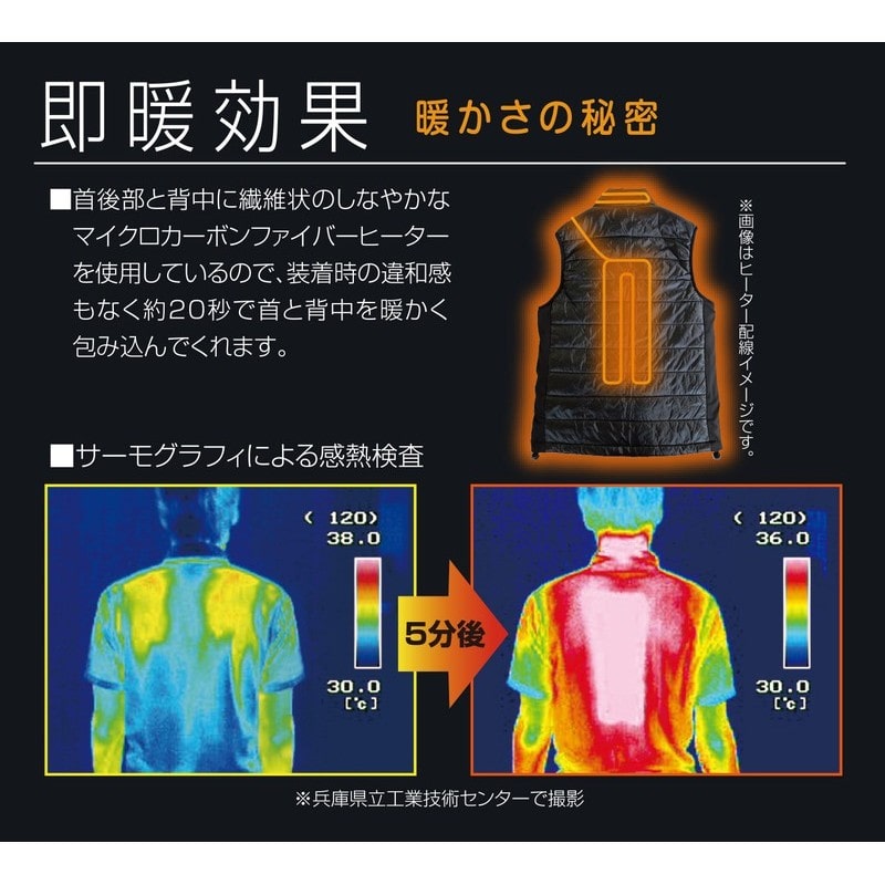 三共コーポレーション 4352093 WV-S20 防寒あったかベスト ブラック S 1個(ご注文単位1個)【直送品】