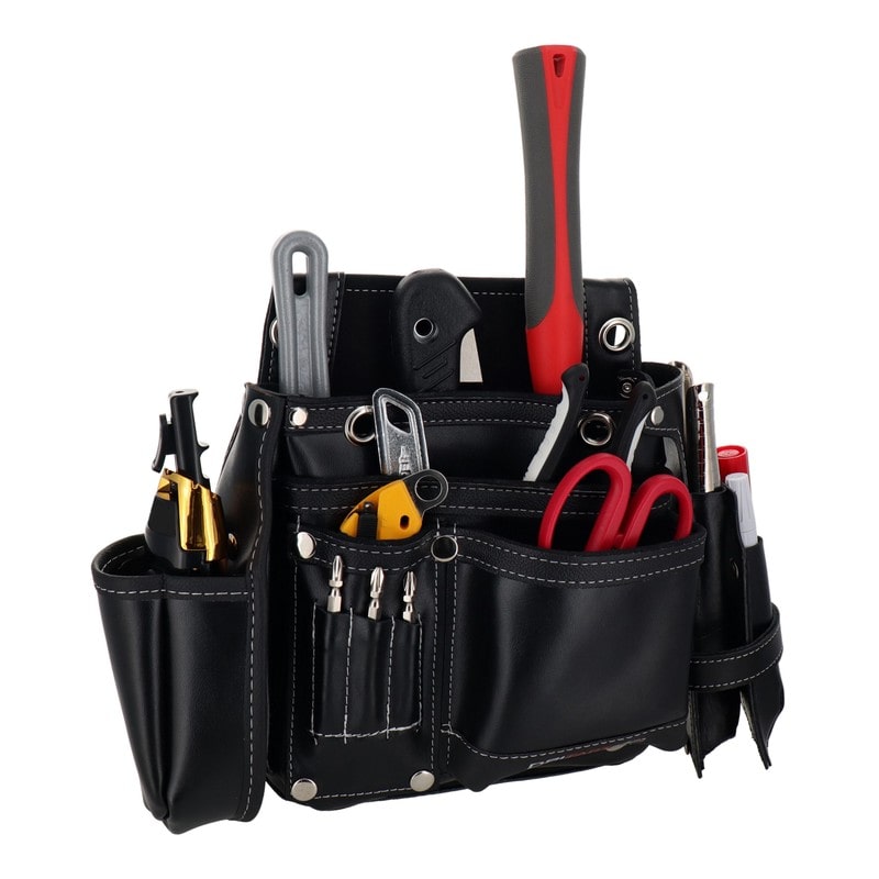 三共コーポレーション 4344719 本革卓越 釘袋 2段 サイドケース付 ブラック #582505 1個（ご注文単位1個）【直送品】