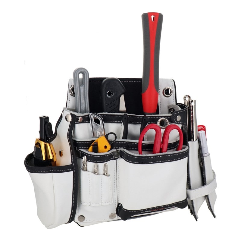 三共コーポレーション 4344720 本革卓越 釘袋 2段 サイドケース付 ホワイト #582506 1個（ご注文単位1個）【直送品】