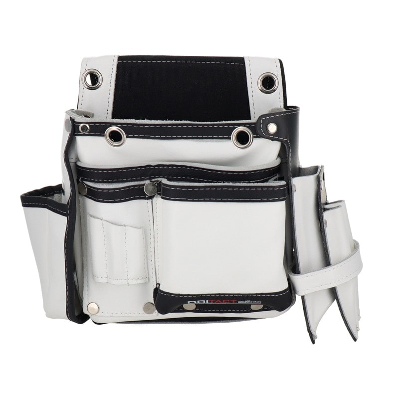 三共コーポレーション 4344720 本革卓越 釘袋 2段 サイドケース付 ホワイト #582506 1個(ご注文単位1個)【直送品】