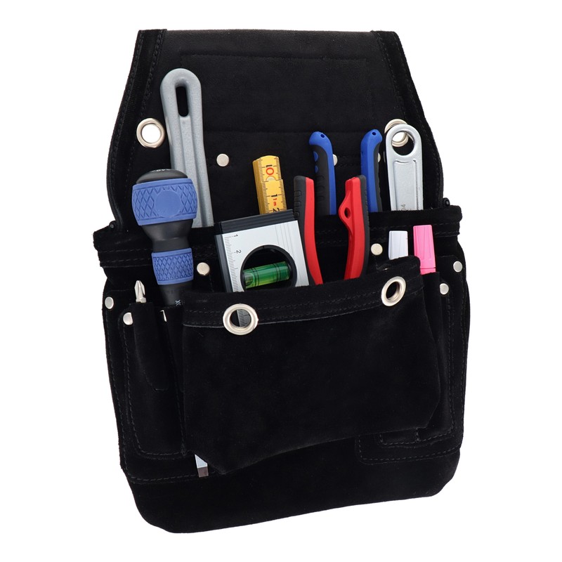 三共コーポレーション 4353076 スエード本革釘袋 1段 ブラック DSL-01BK 1個（ご注文単位1個）【直送品】