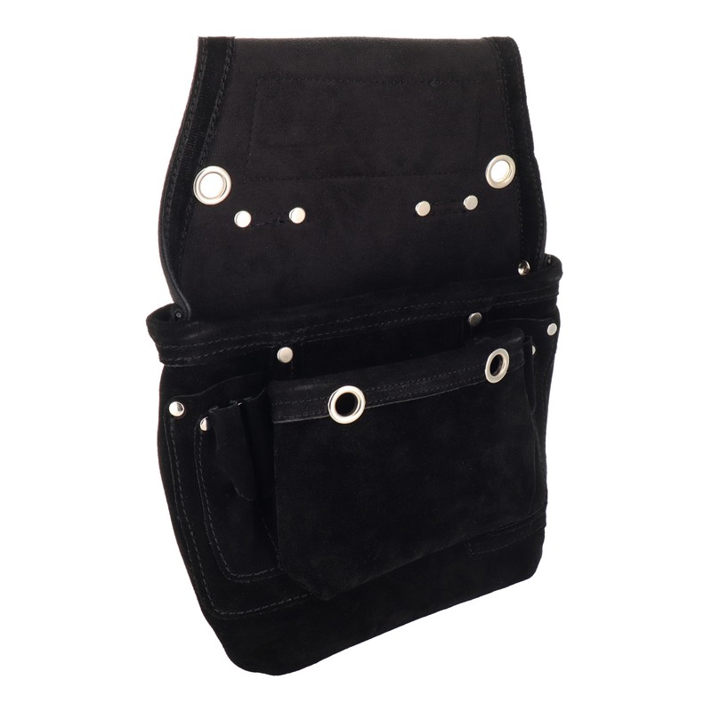 三共コーポレーション 4353076 スエード本革釘袋 1段 ブラック DSL-01BK 1個(ご注文単位1個)【直送品】