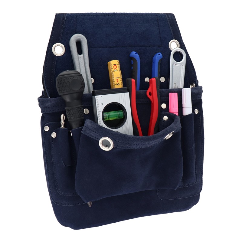 三共コーポレーション 4353077 スエード本革釘袋 1段 ネイビー DSL-01NB 1個（ご注文単位1個）【直送品】