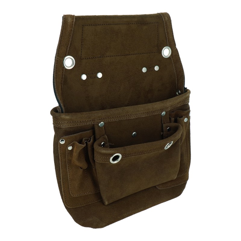 三共コーポレーション 4353078 スエード本革釘袋 1段 ブラウン DSL-01BR 1個（ご注文単位1個）【直送品】