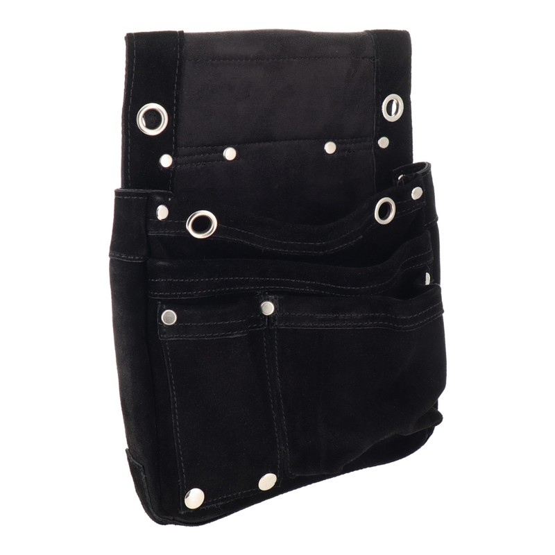 三共コーポレーション 4353079 スエード本革釘袋 2段 ブラック DSL-07BK 1個（ご注文単位1個）【直送品】