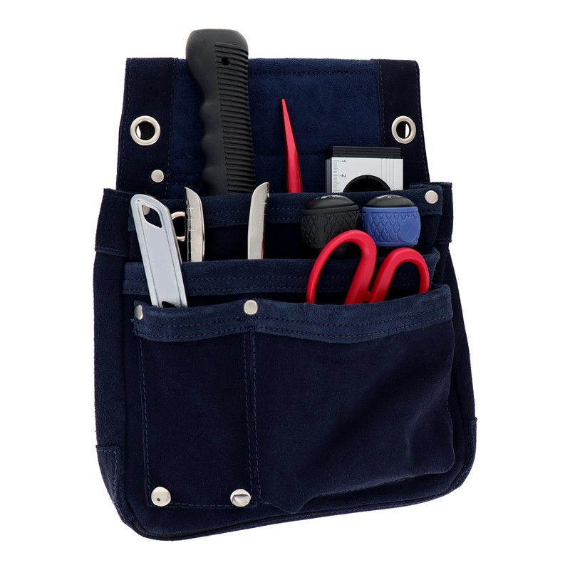 三共コーポレーション 4353080 スエード本革釘袋 2段 ネイビー DSL-07NB 1個（ご注文単位1個）【直送品】