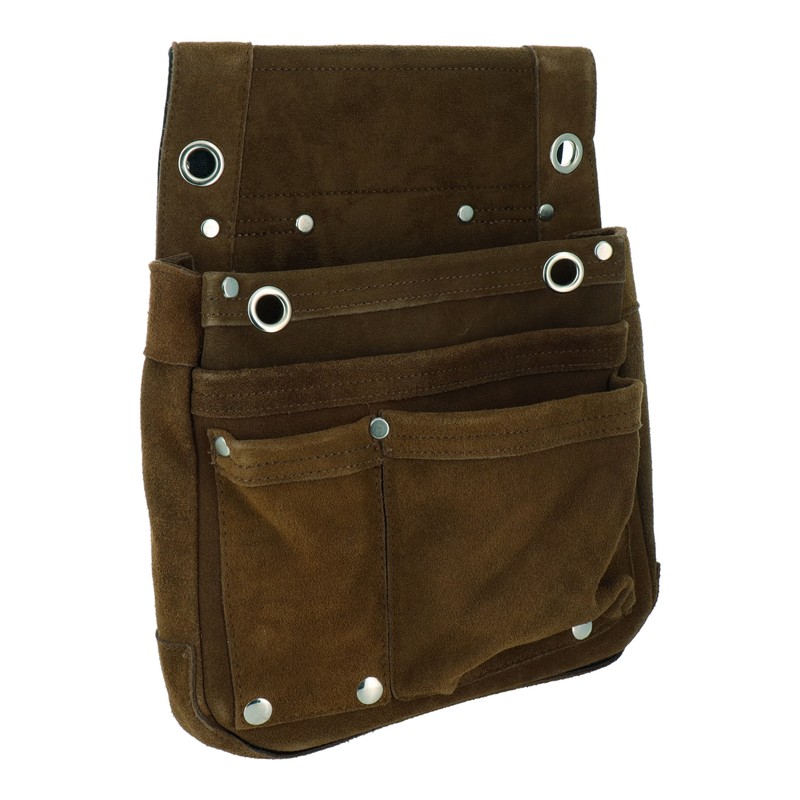 三共コーポレーション 4353081 スエード本革釘袋 2段 ブラウン DSL-07BR 1個（ご注文単位1個）【直送品】