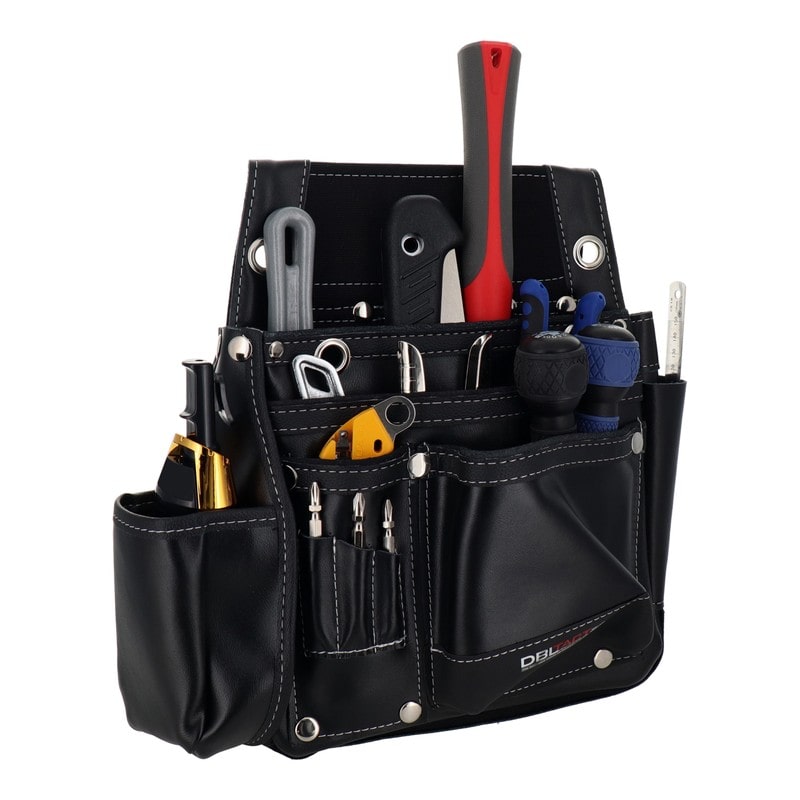 三共コーポレーション 4344717 本革卓越 釘袋 2段 墨ツボケース付 ブラック #582503 1個（ご注文単位1個）【直送品】