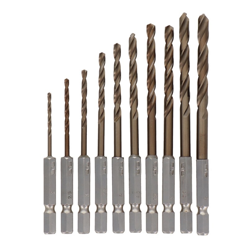三共コーポレーション 434004 10本組六角軸コバルトHSS鋼ドリル刃セット #820310 1個（ご注文単位1個）【直送品】