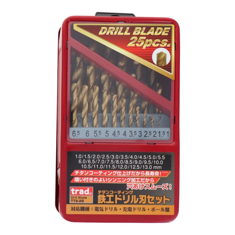 三共コーポレーション 4348608 25pcs.チタンコーティング鉄工ドリル刃セット TTS-25 1個(ご注文単位1個)【直送品】
