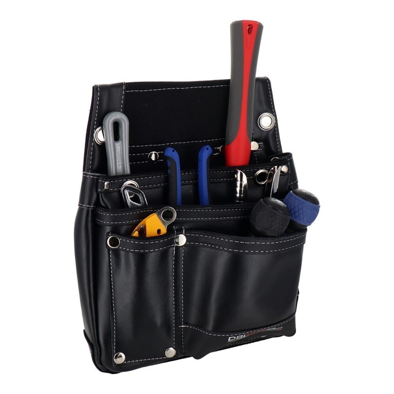 三共コーポレーション 4344715 本革卓越 釘袋 2段 ブラック #582501 1個（ご注文単位1個）【直送品】