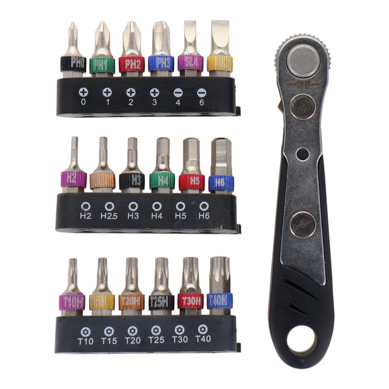 三共コーポレーション 434457 19pcs.ラチェットハンドル付ビットセット #820223 1個(ご注文単位1個)【直送品】