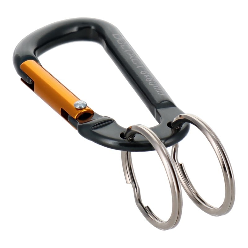 三共コーポレーション 4348573 アルミカラビナキーリング付2連ガンメタ×ゴールド DT-AKT-361 1個(ご注文単位1個)【直送品】