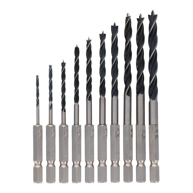 三共コーポレーション 434001 10本組六角軸木工用ドリル刃セット #820300 1個（ご注文単位1個）【直送品】