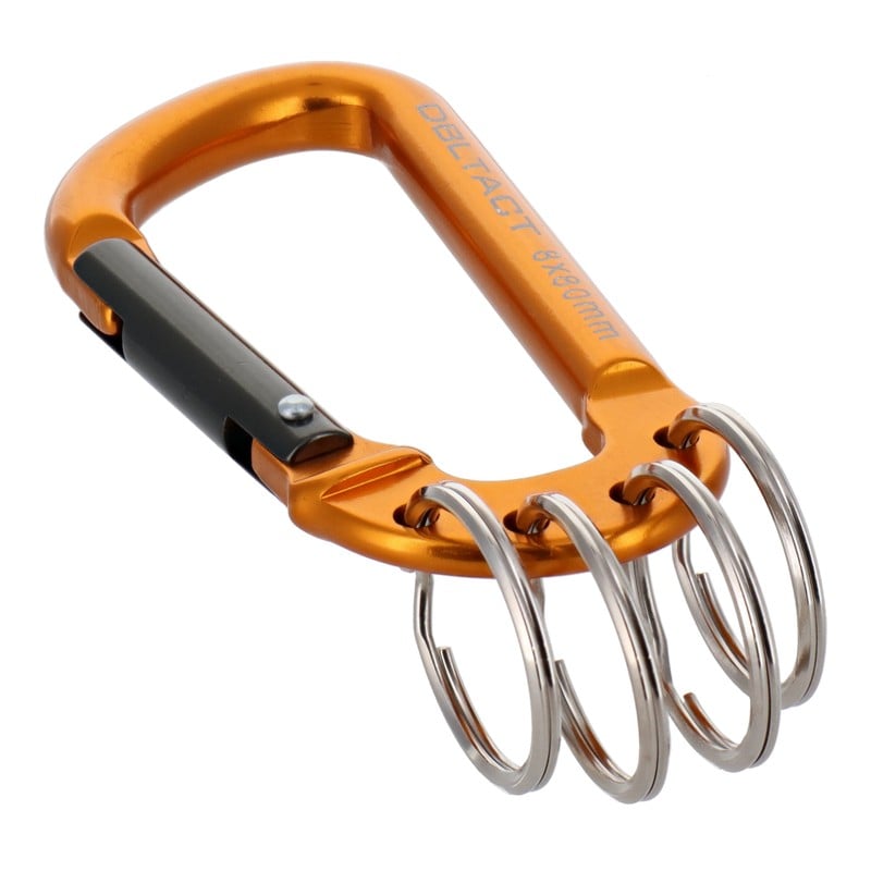 三共コーポレーション 4348571 アルミカラビナキーリング付4連ゴールド×ガンメタS DT-AKT-383 1個（ご注文単位1個）【直送品】