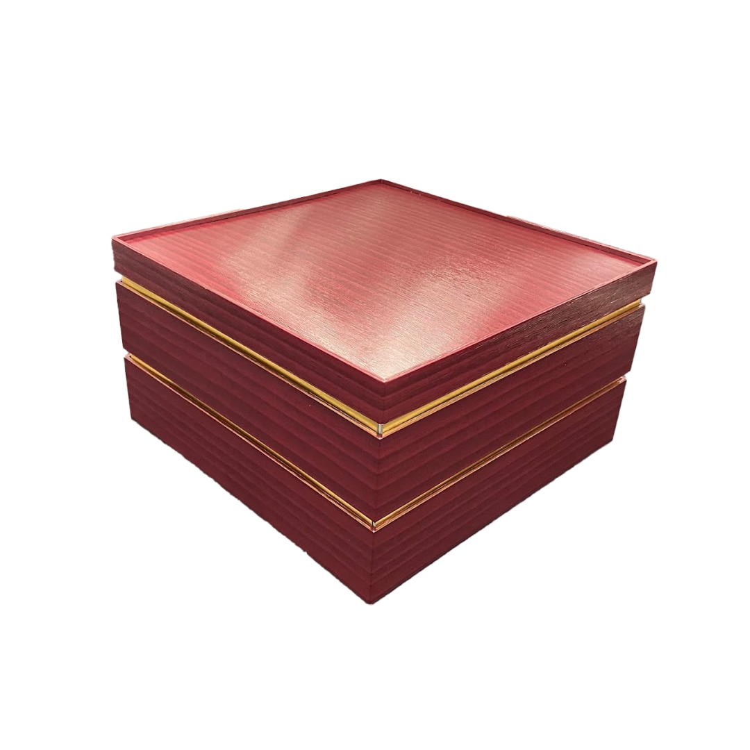 九州パール紙工 紙重箱 8寸2段本体・蓋 朱 仕切は別売り 1袋（10個セット）（ご注文単位1袋）【直送品】