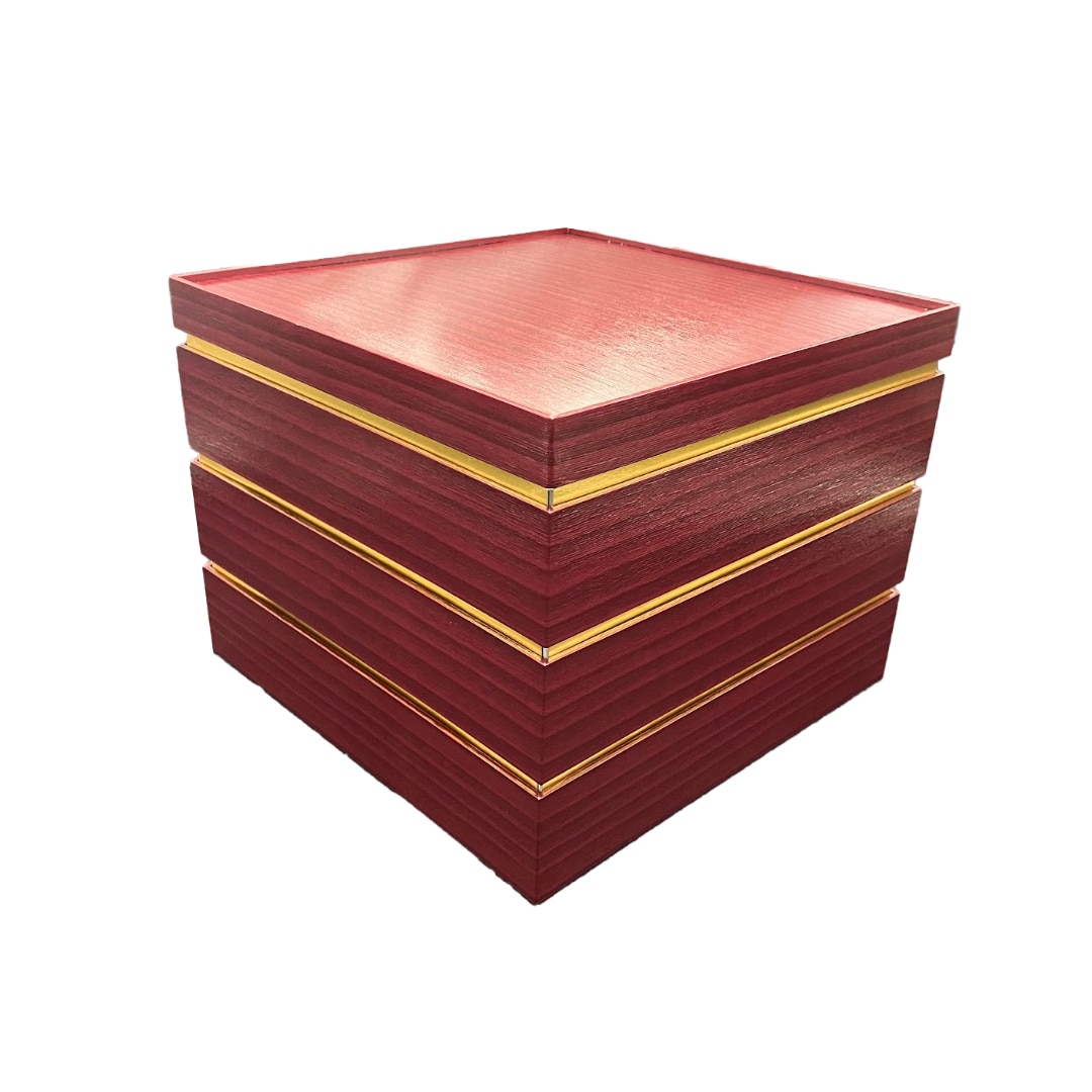 九州パール紙工 紙重箱 8寸3段本体・蓋 朱 仕切は別売り 1袋(10個セット)(ご注文単位1袋)【直送品】