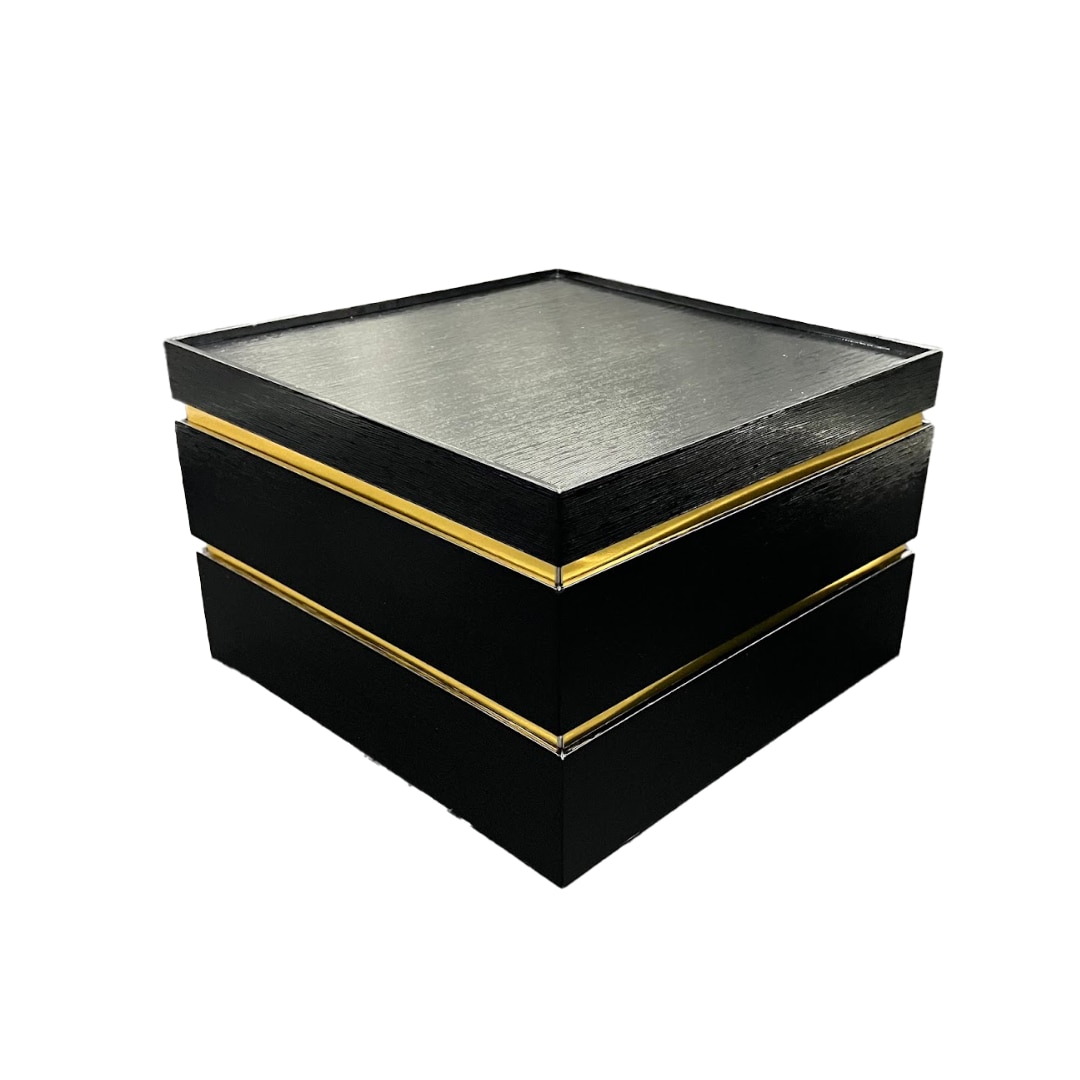 九州パール紙工 紙重箱 7寸2段本体・蓋 黒 仕切は別売り 1袋(10個セット)(ご注文単位1袋)【直送品】