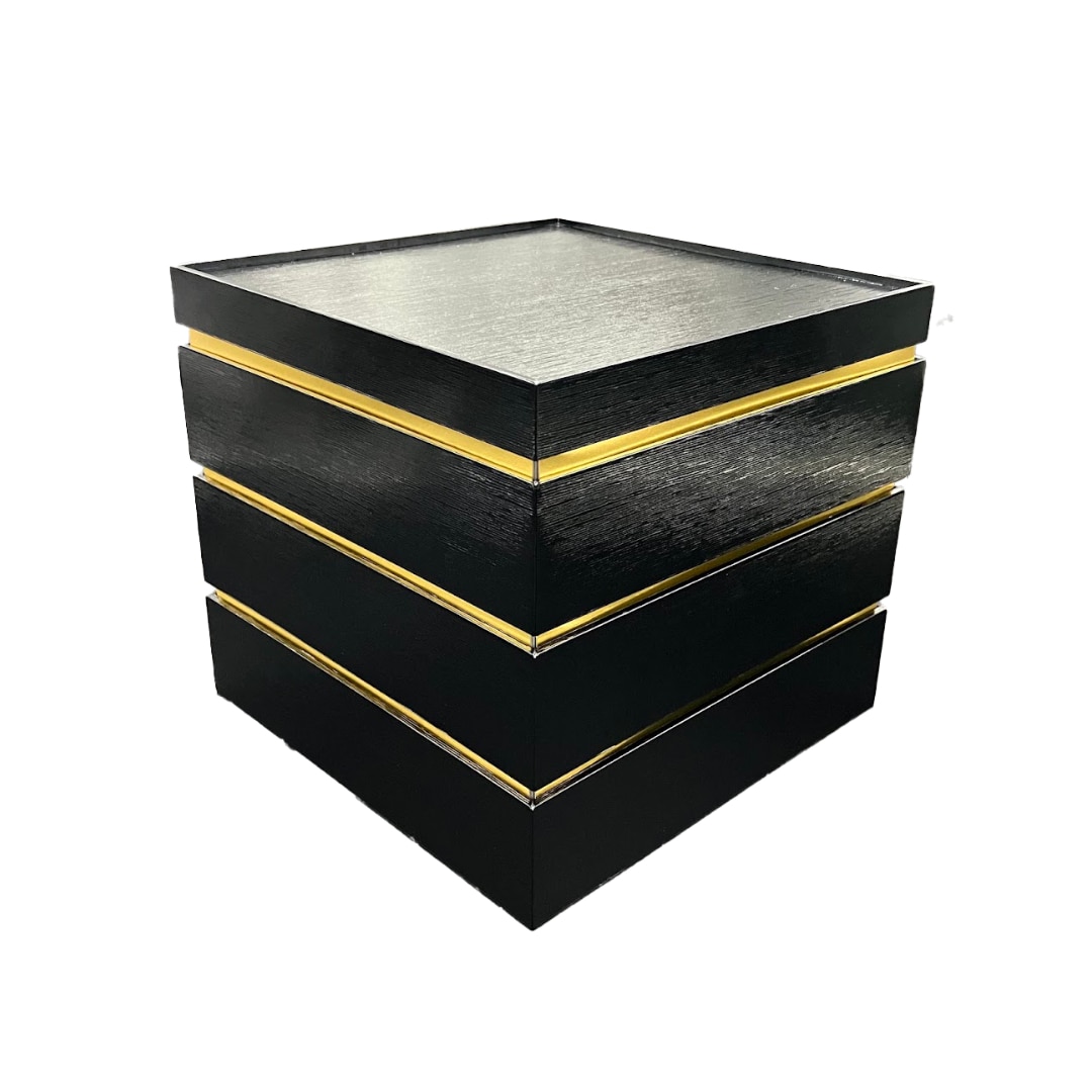 九州パール紙工 紙重箱 7寸3段本体・蓋 黒 仕切は別売り 1袋(10個セット)(ご注文単位1袋)【直送品】