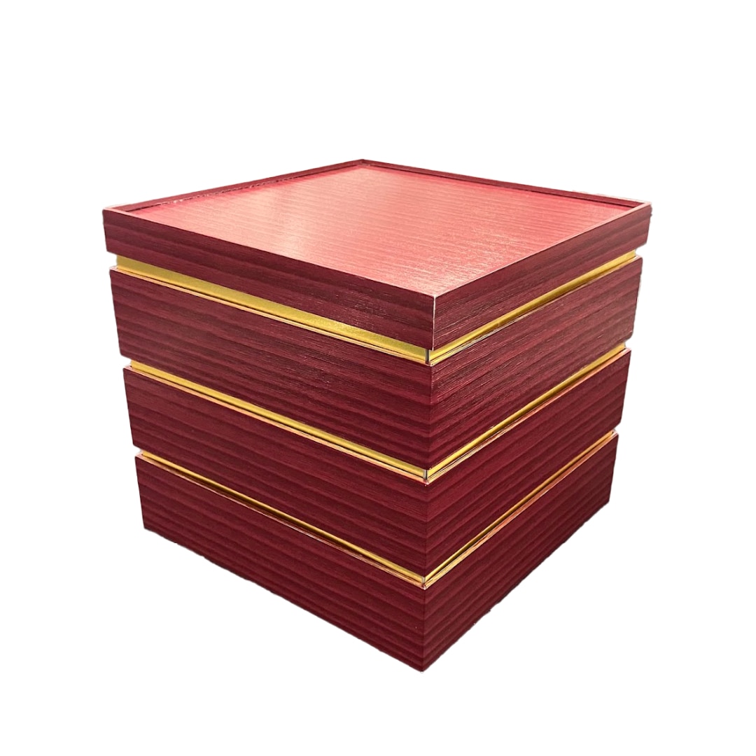 九州パール紙工 紙重箱 7寸3段本体・蓋 朱 仕切は別売り 1袋(10個セット)(ご注文単位1袋)【直送品】