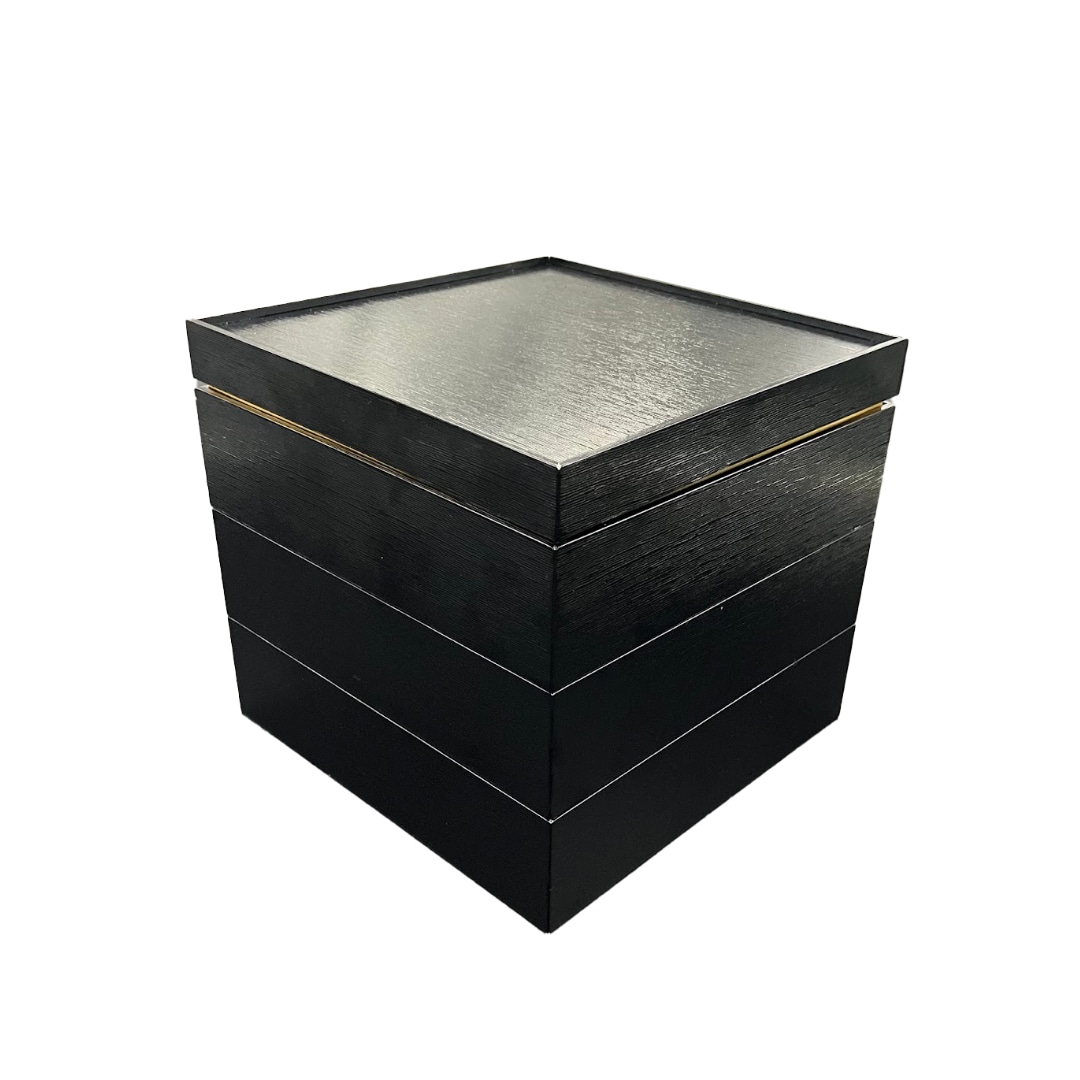 九州パール紙工 紙重箱 6.5寸3段 黒本体・蓋 黒 仕切は別売り 1袋（10個セット）（ご注文単位1袋）【直送品】