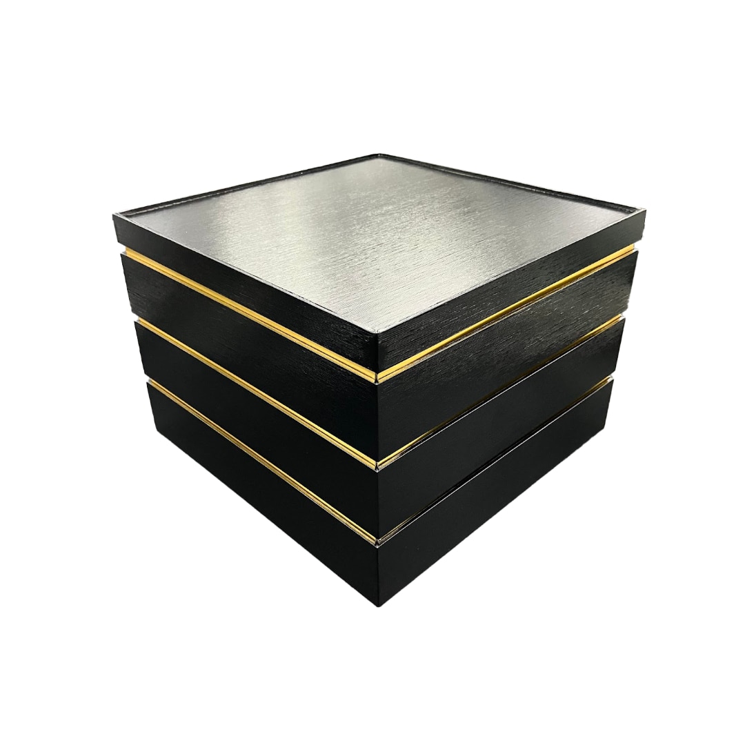 九州パール紙工 紙重箱 9寸3段本体・蓋 黒 1袋(10個セット)(ご注文単位1袋)【直送品】