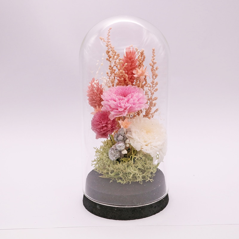 welzo ガラスドームアレンジ　ピンクマム 1個 (ご注文単位1個) 【直送品】
