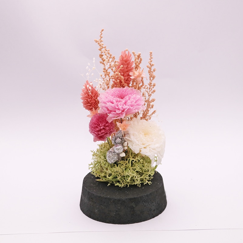 welzo ガラスドームアレンジ ピンクマム 1個 (ご注文単位1個) 【直送品】