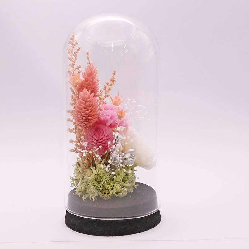 welzo ガラスドームアレンジ ピンクマム 1個 (ご注文単位1個) 【直送品】