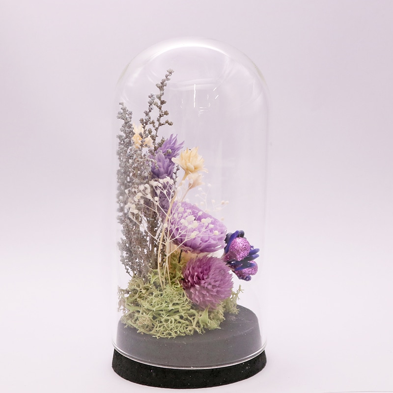 welzo ガラスドームアレンジ パープルマム 1個 (ご注文単位1個) 【直送品】