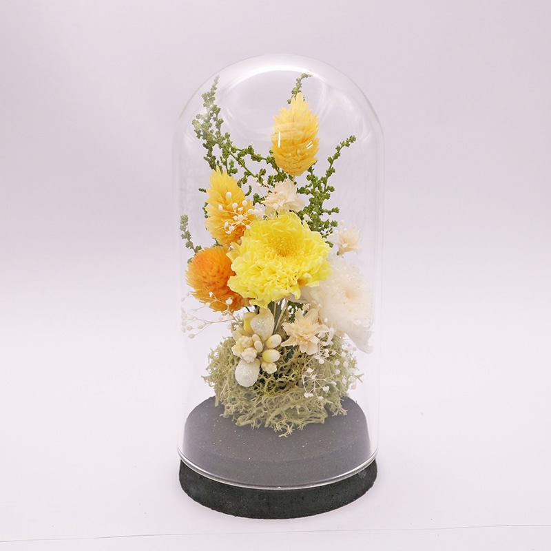 welzo ガラスドームアレンジ　イエローマム 1個 (ご注文単位1個) 【直送品】