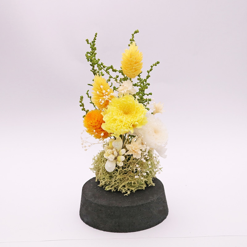 welzo ガラスドームアレンジ イエローマム 1個 (ご注文単位1個) 【直送品】