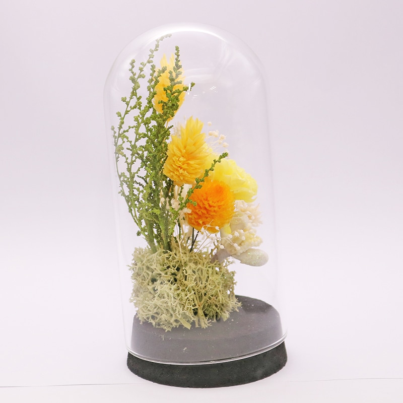 welzo ガラスドームアレンジ イエローマム 1個 (ご注文単位1個) 【直送品】