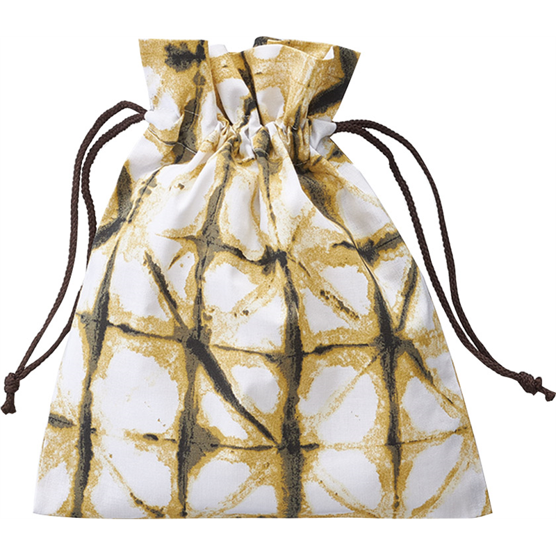 アベイチ 和風T/C巾着　麻の葉絞り　黄金 JWPOU0200-01 50枚入/1袋（ご注文単位1袋）【直送品】