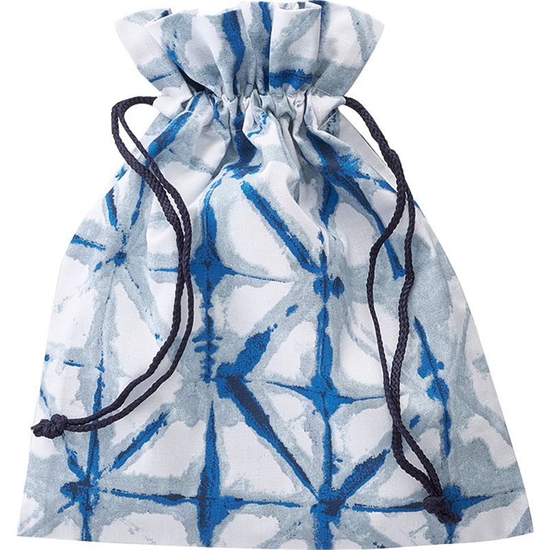 アベイチ 和風T/C巾着　麻の葉絞り　青鼠 JWPOU0200-02 50枚入/1袋（ご注文単位1袋）【直送品】