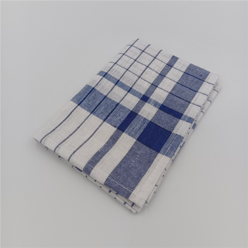 アベイチ 綿麻ふきん 格子柄(青) 包装なし CC2500-50 50枚/箱（ご注文単位1箱）【直送品】